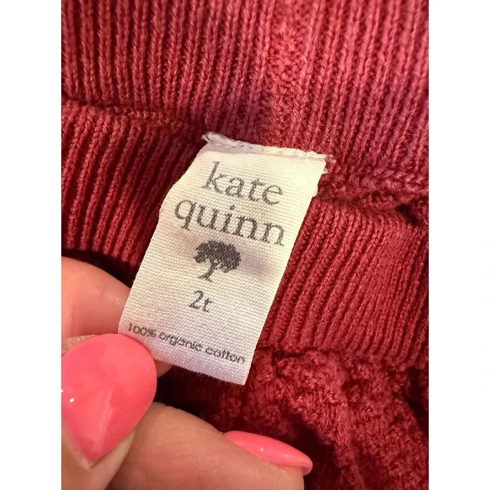 Kate Quinn 2T Organic Cotton Knit Pants Cranberry Red Textured Toddler Trousers